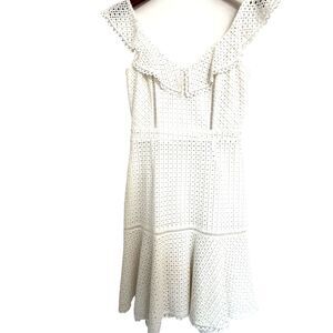 Adelyn Rae Dress S White Eyelet Ruffle Romantic Party